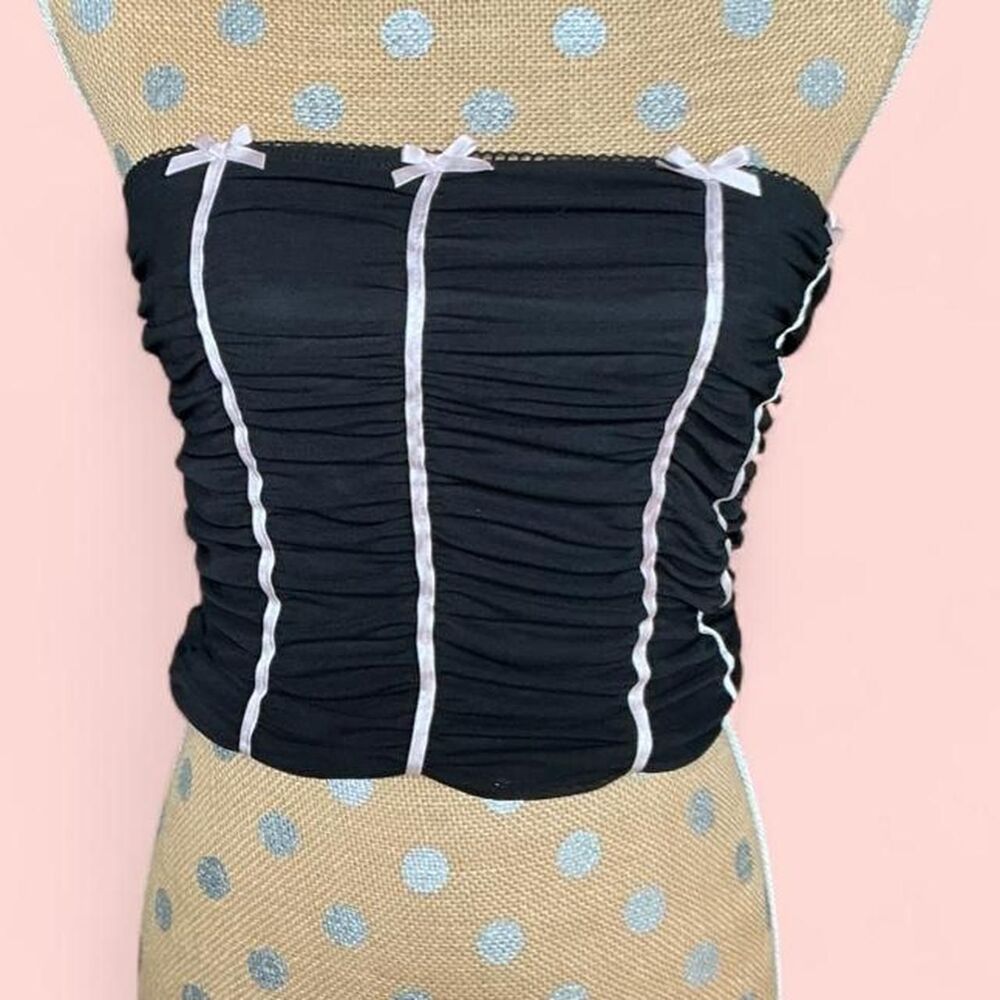 Forever-21 Women's tube top mesh bows y2k coquette